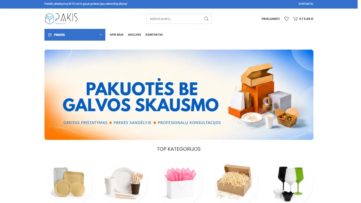 Pakis.lt svetainės ekrano nuotrauka