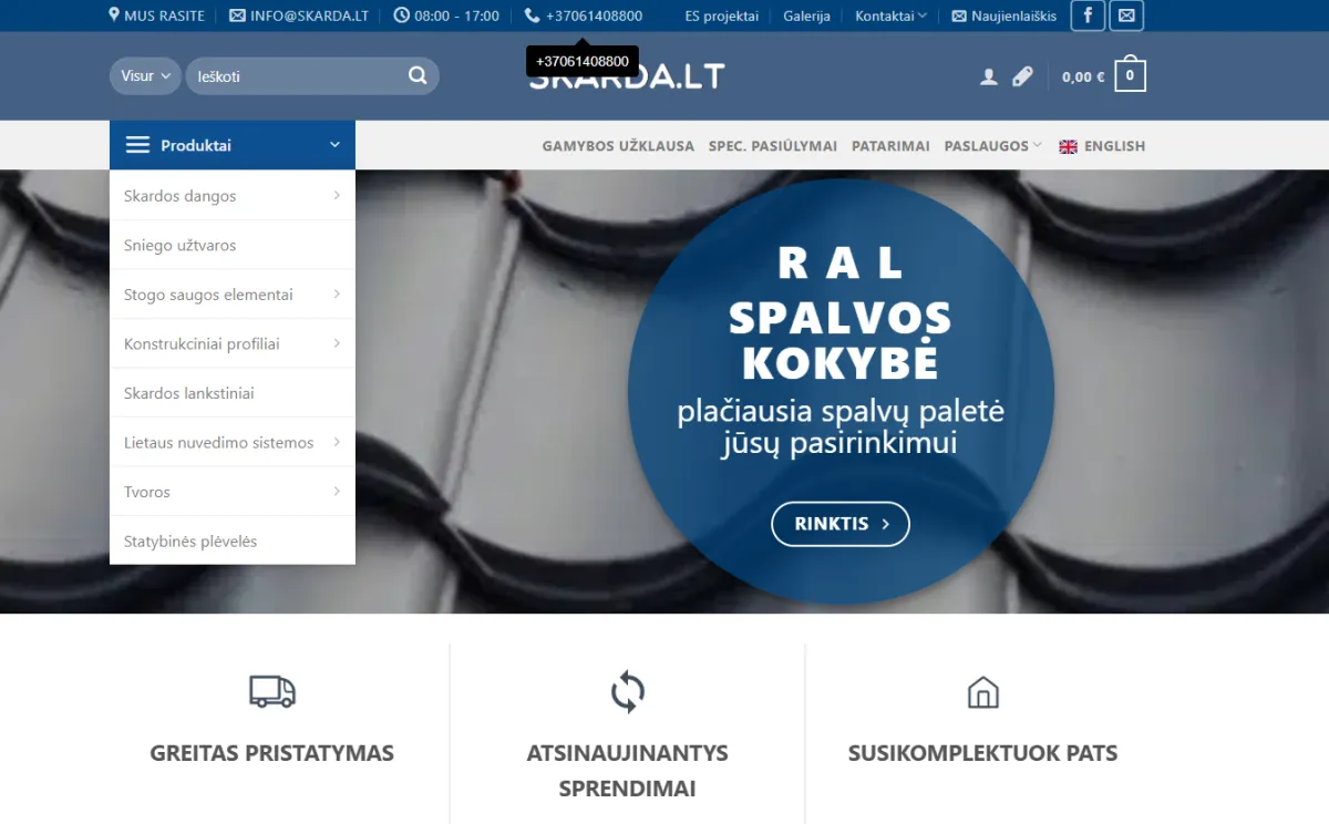 Skarda.eu svetainės ekrano nuotrauka